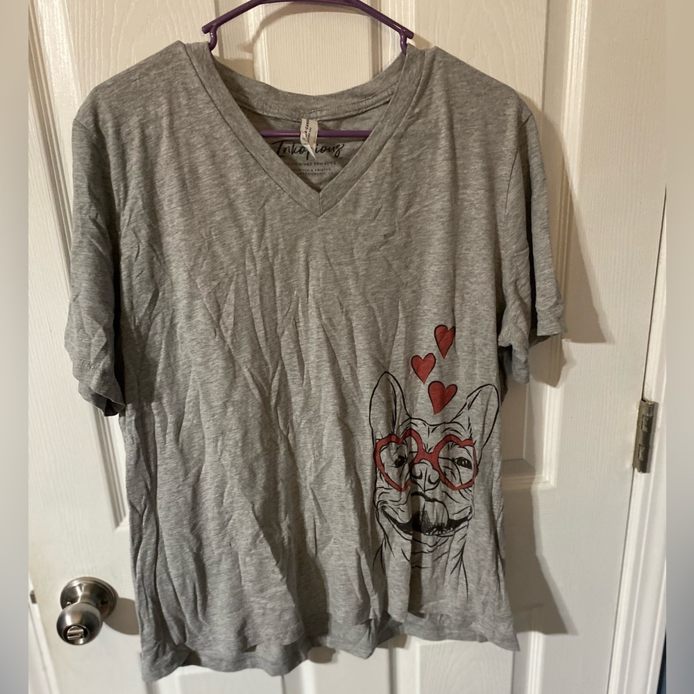 Inkopius Grey Size X-Large Frenchie Shirt